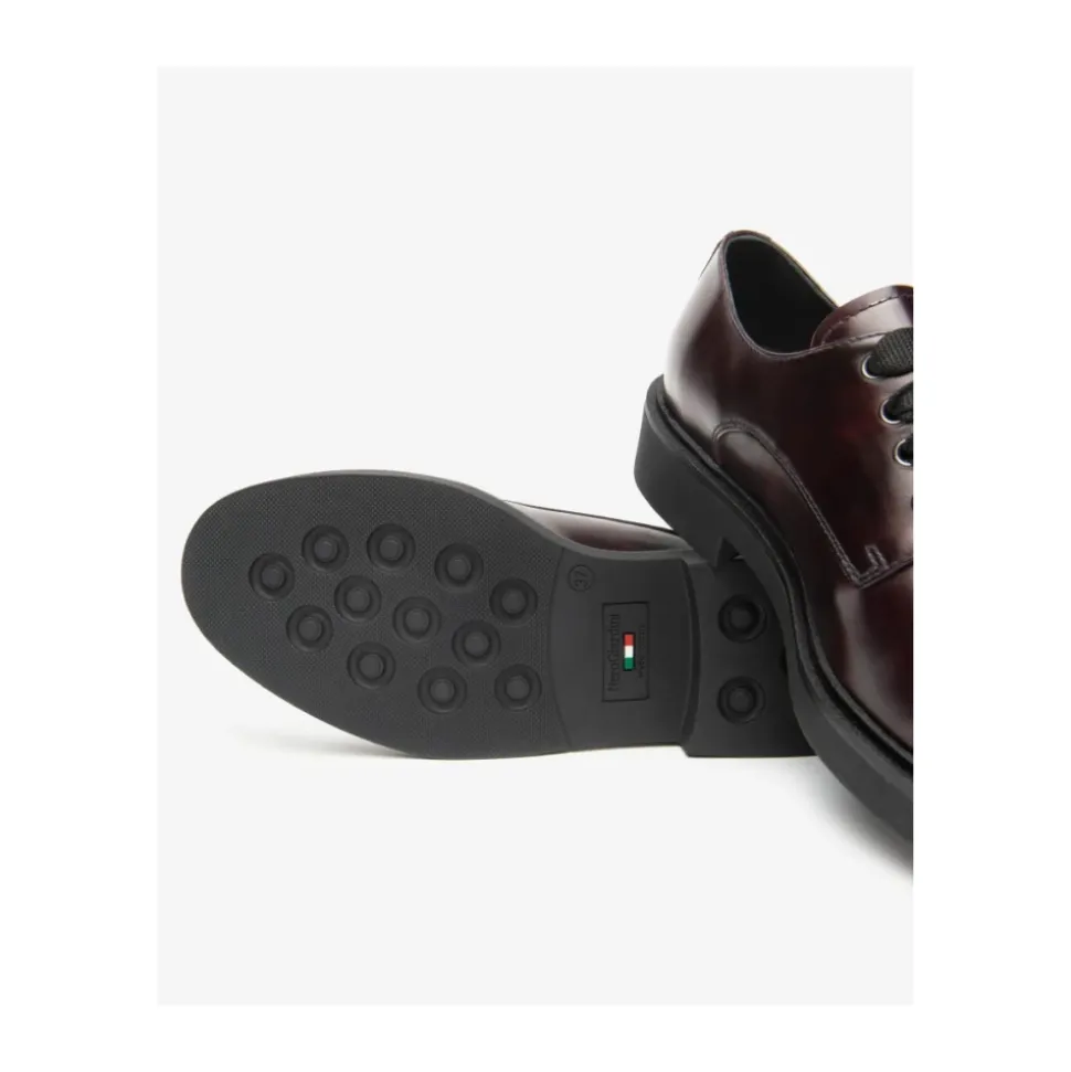 Leder-Schnürschuhe mit Blockabsatz