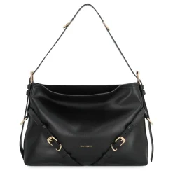 Leder-Schultertasche mit dekorativen Schnallen