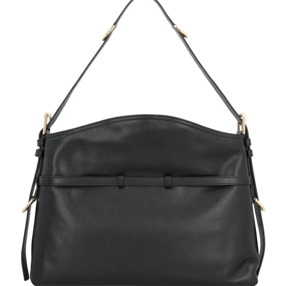 Leder-Schultertasche mit dekorativen Schnallen