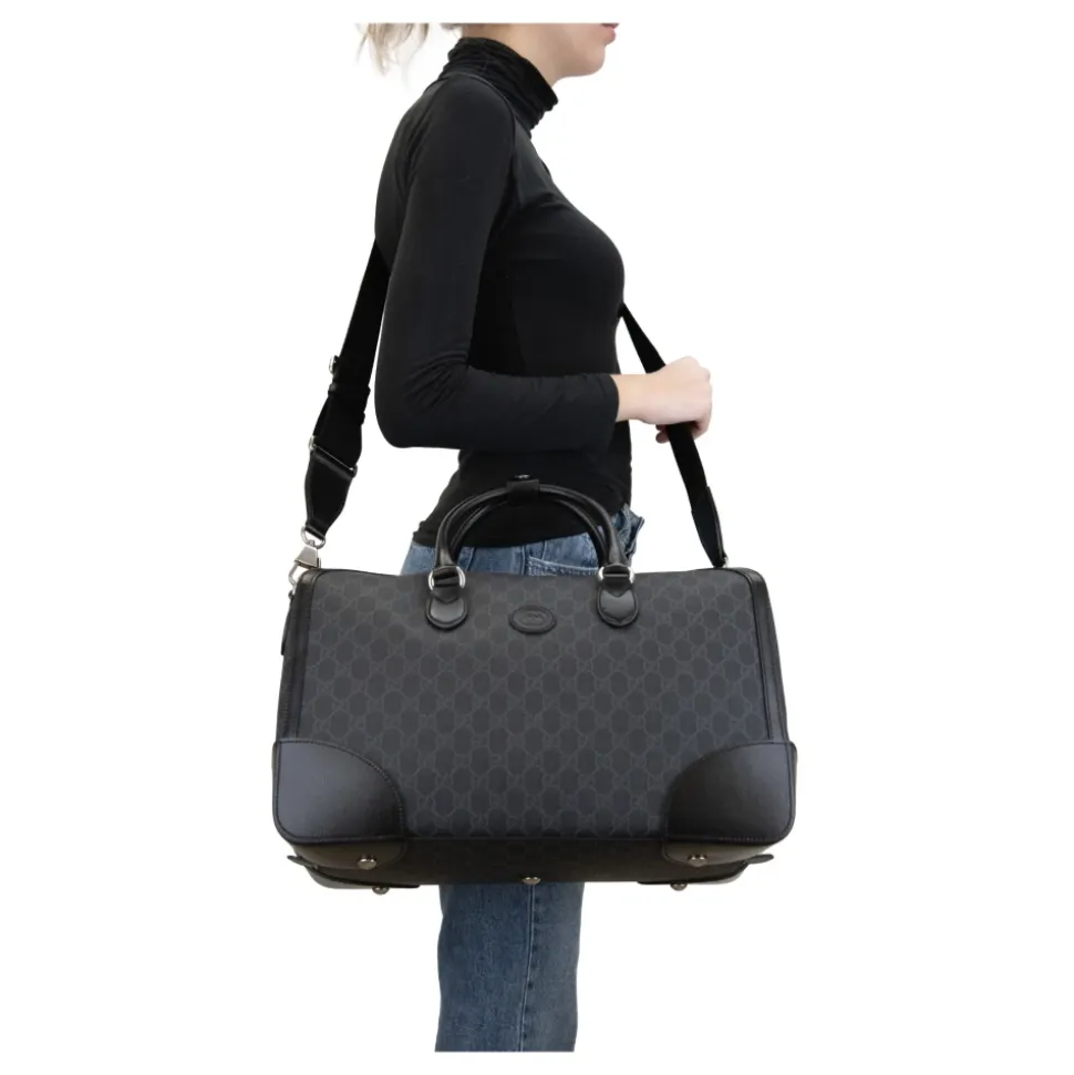 Leder-Schultertasche mit 'GG' Logo