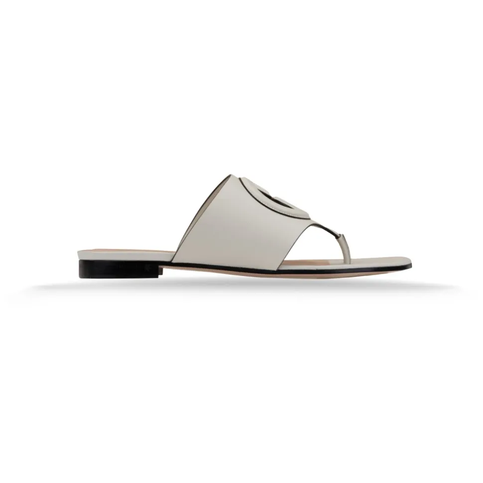 Leder-Slip-On-Sandalen mit Logodetail