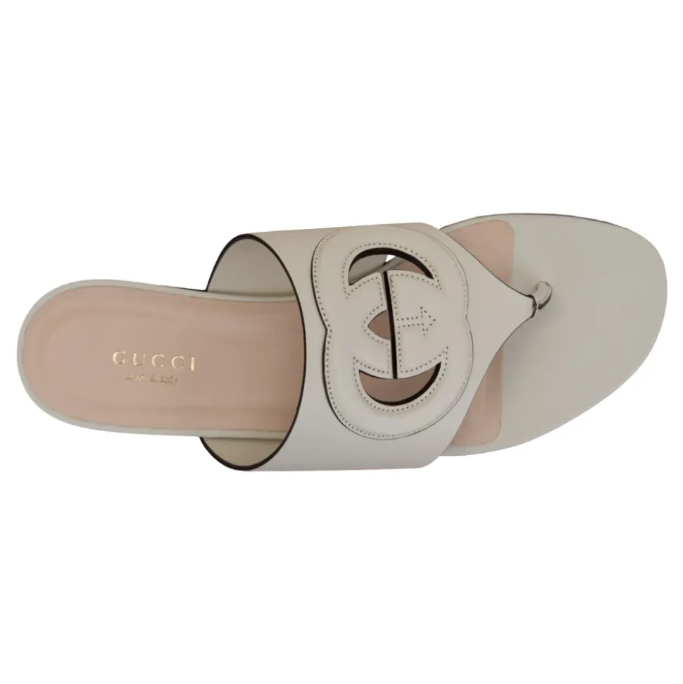 Leder-Slip-On-Sandalen mit Logodetail