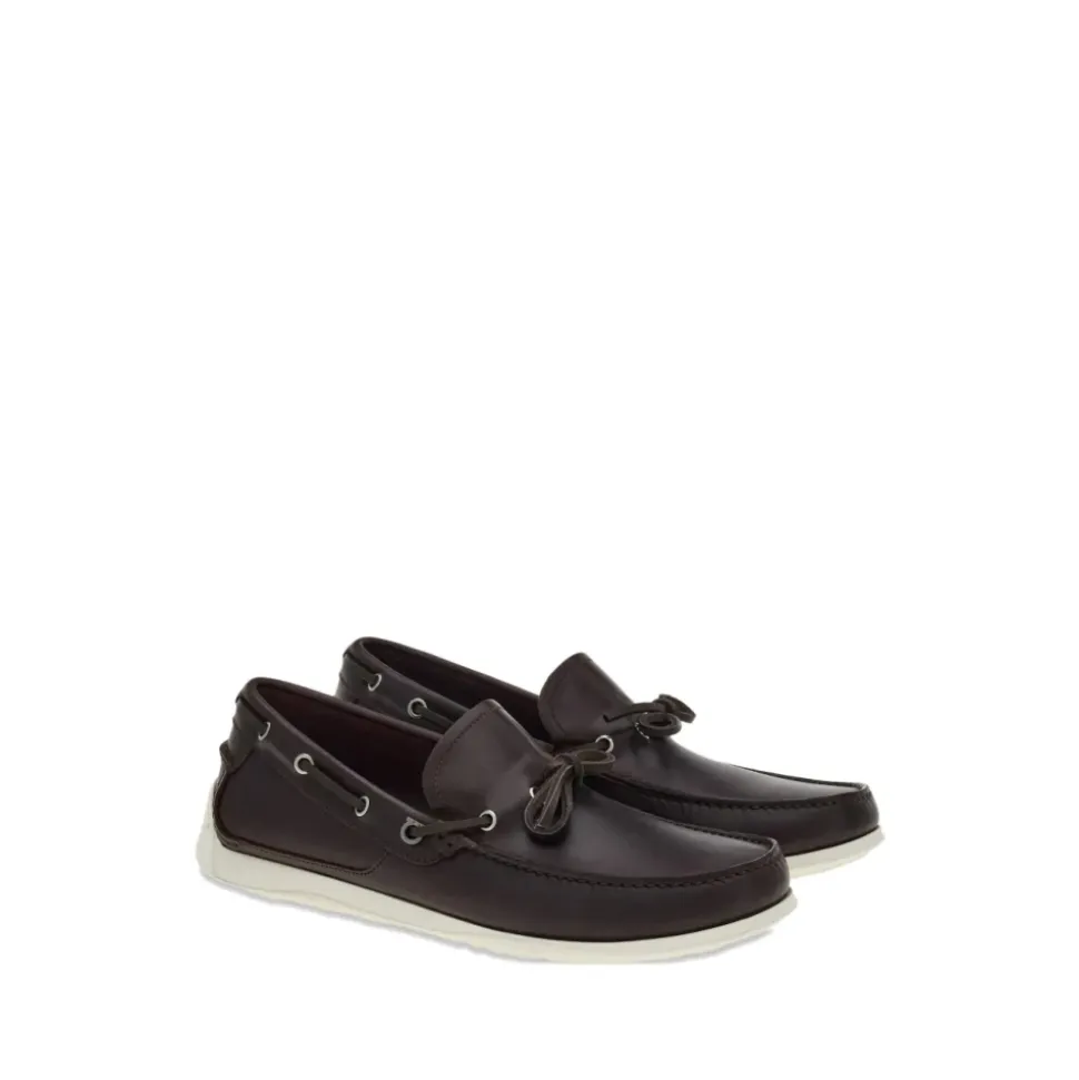 Leder-Slipper mit Schnürung