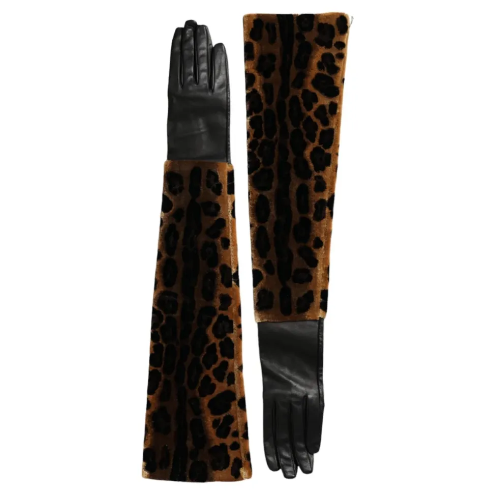 Leopardenmuster Ellenbogenlange Handschuhe