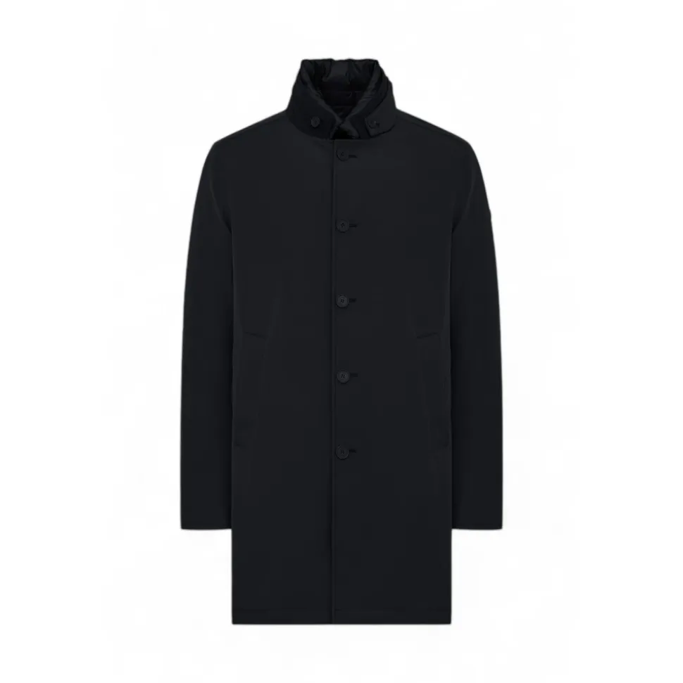 3-Level bi-stretch down-filled fabric coat