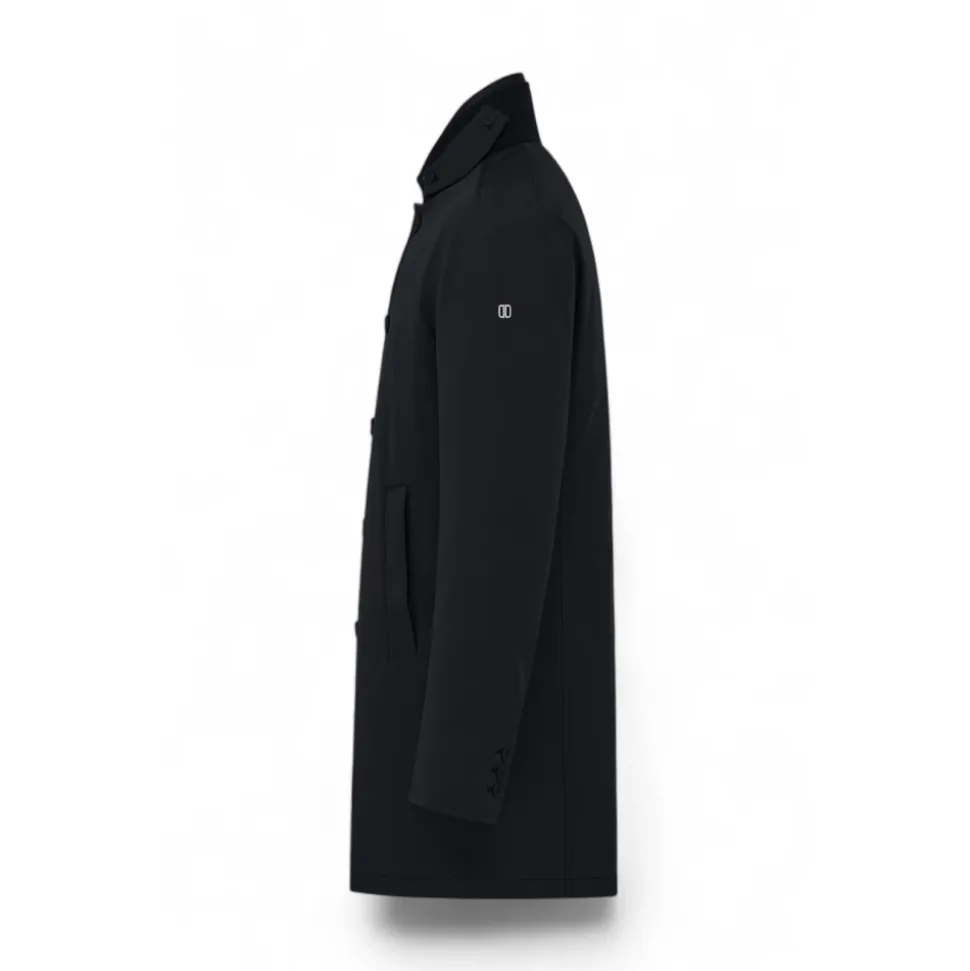 3-Level bi-stretch down-filled fabric coat