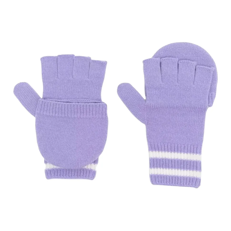 Lila Gestreifte Strickhandschuhe