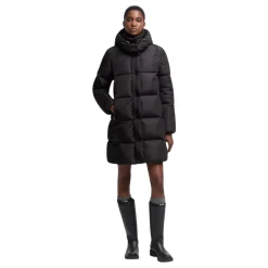 Litte Quadratisch gesteppte, lange Daunenjacke mit Kapuze
