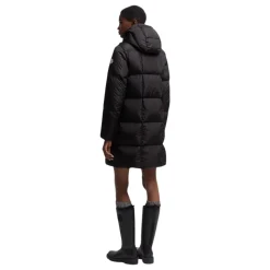 Litte Quadratisch gesteppte, lange Daunenjacke mit Kapuze