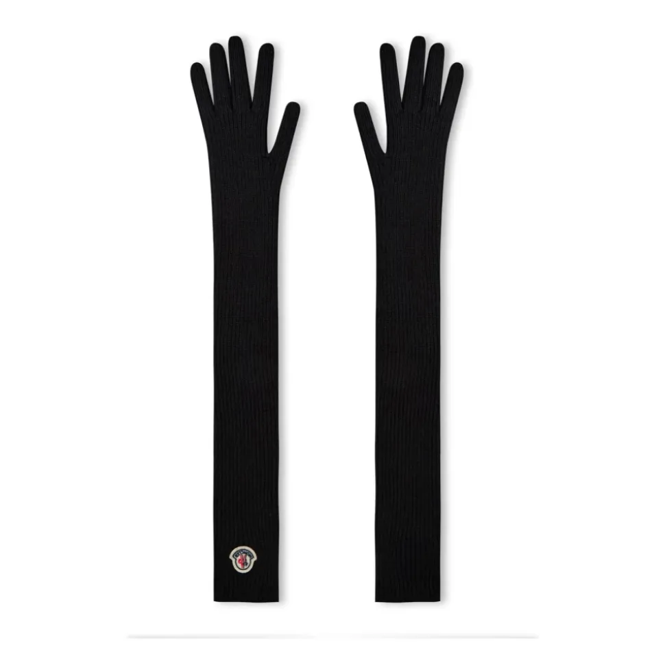 Logo Patch Lange Handschuhe aus Schurwolle