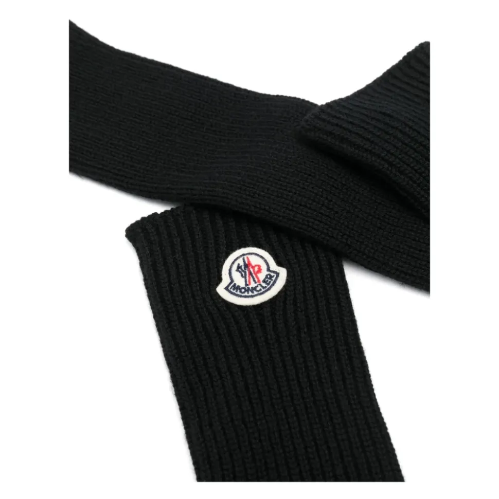 Logo Patch Lange Handschuhe aus Schurwolle