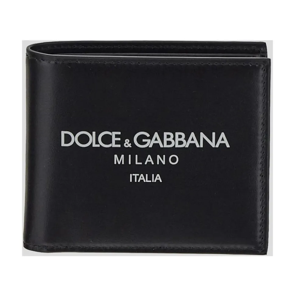 Logo Print Leder Brieftasche
