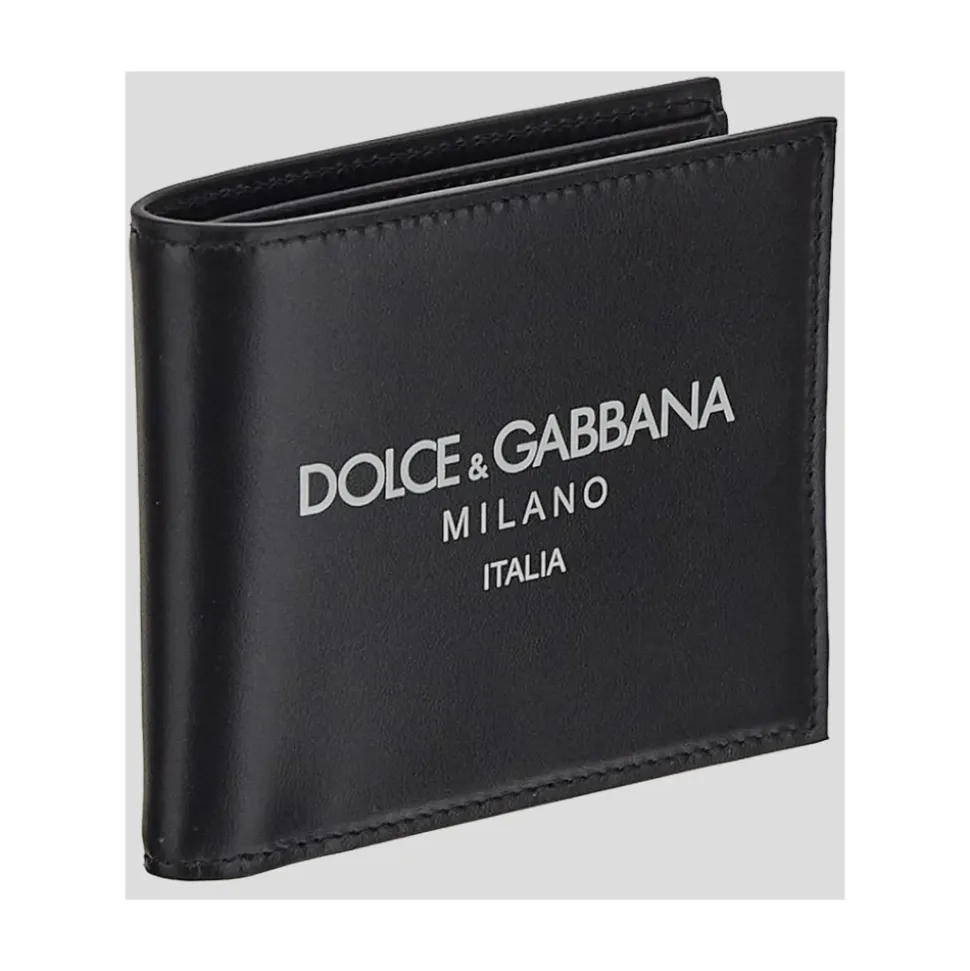 Logo Print Leder Brieftasche