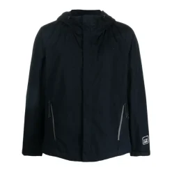 Logo-Patch Jacke mit Kapuze und Reißverschluss