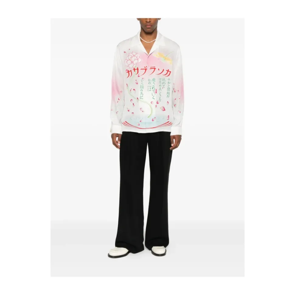 Lotus Print V-neck Shirt