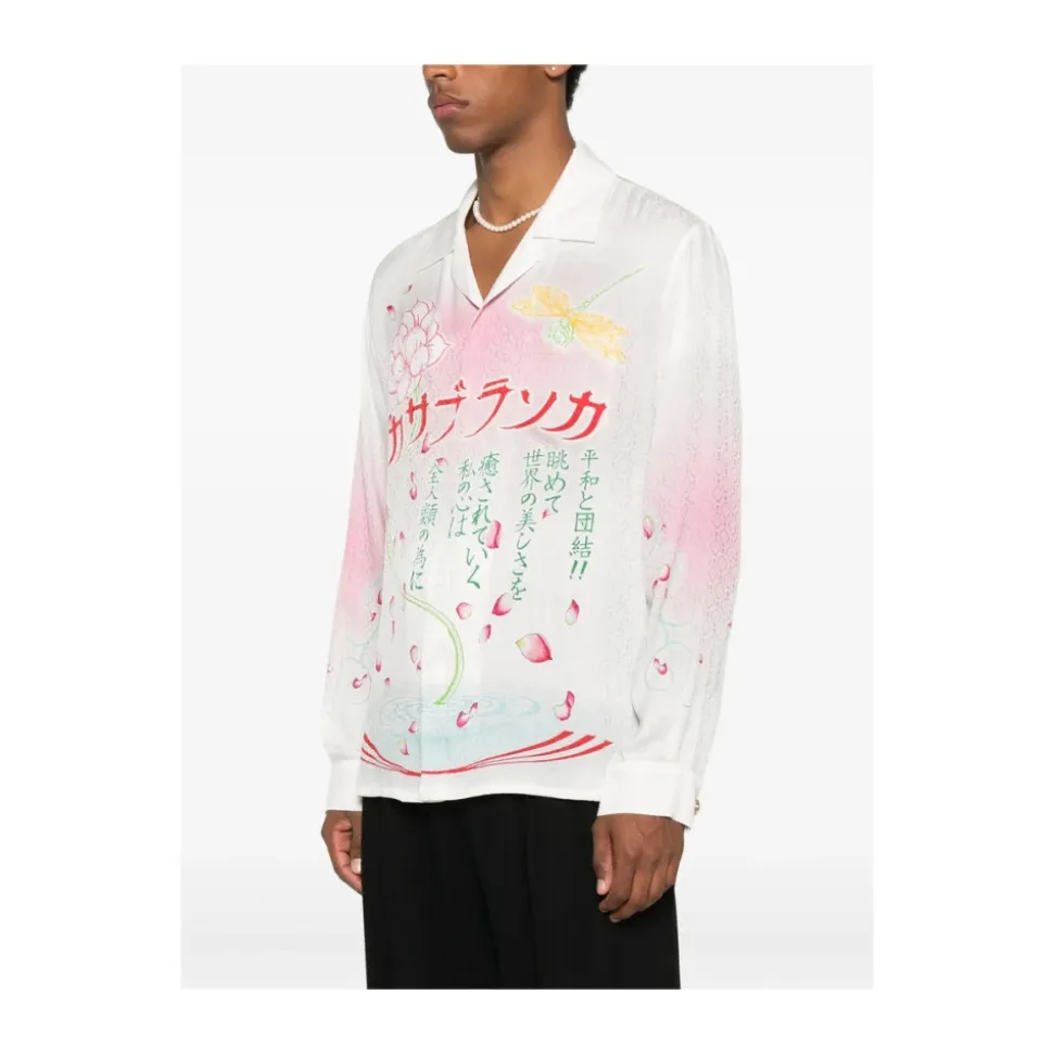 Lotus Print V-neck Shirt