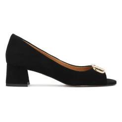 Low Suede Peep Toe Pumps