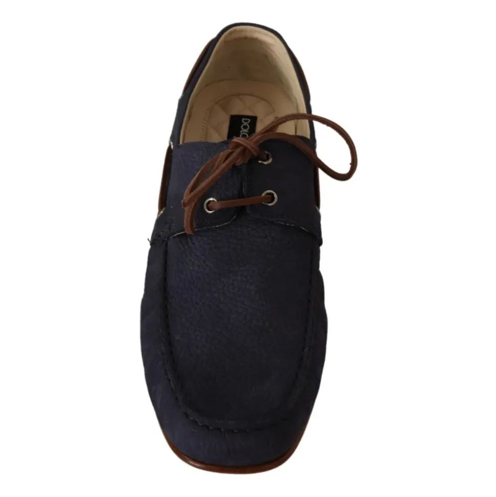 Luxuriöse Leder-Bootsschuhe mit Logo