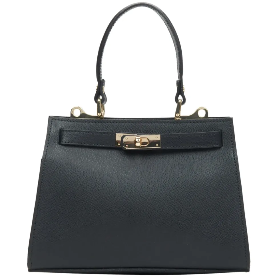 Luxuriöse Schwarze Leder-Satchel-Handtasche