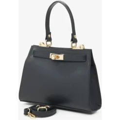 Luxuriöse Schwarze Leder-Satchel-Handtasche