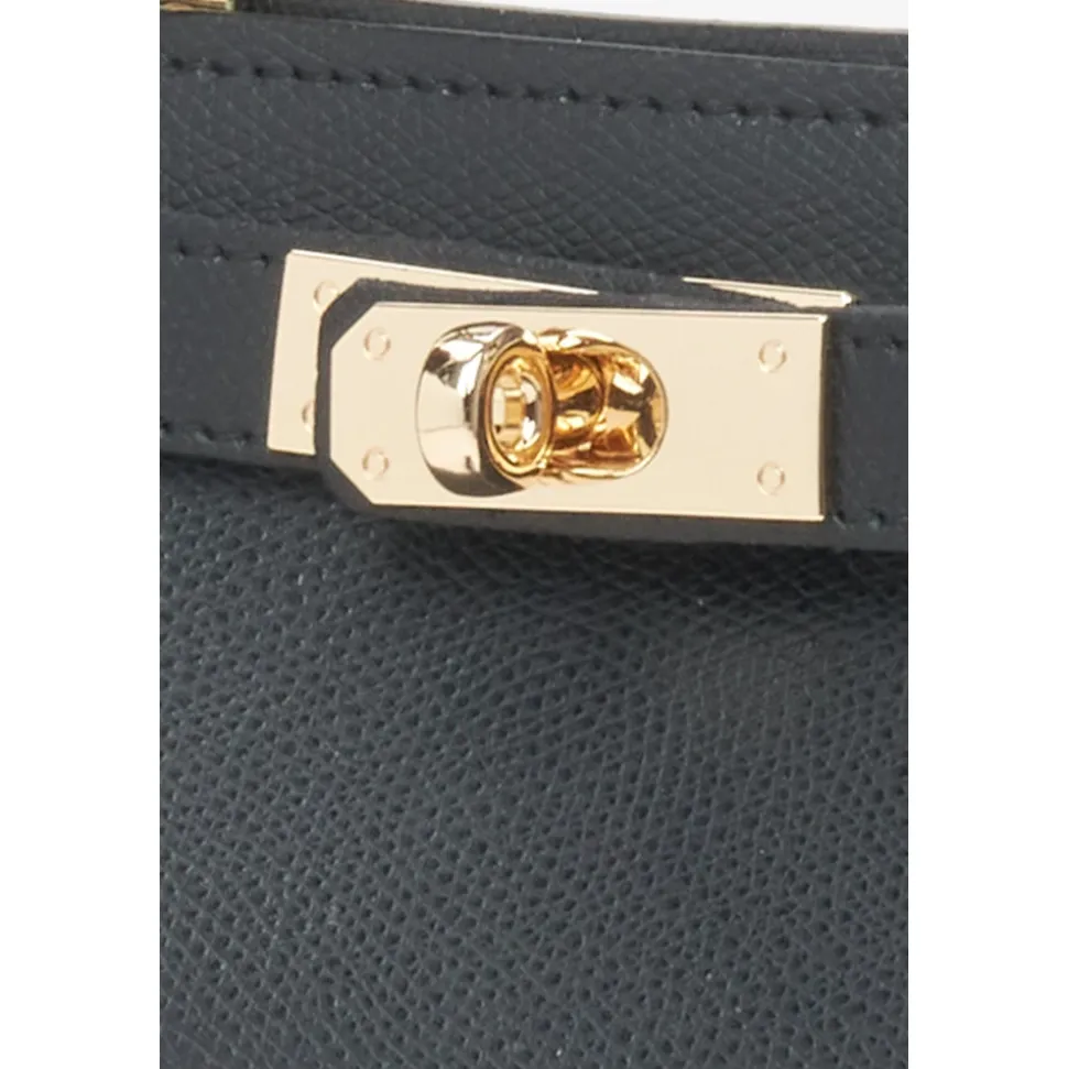Luxuriöse Schwarze Leder-Satchel-Handtasche