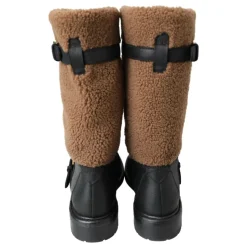 Luxuriöse Shearling-Leder-Langstiefel