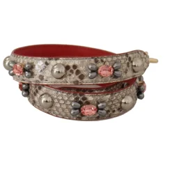 Luxuriöser Python Leder Taschengurt in Beige