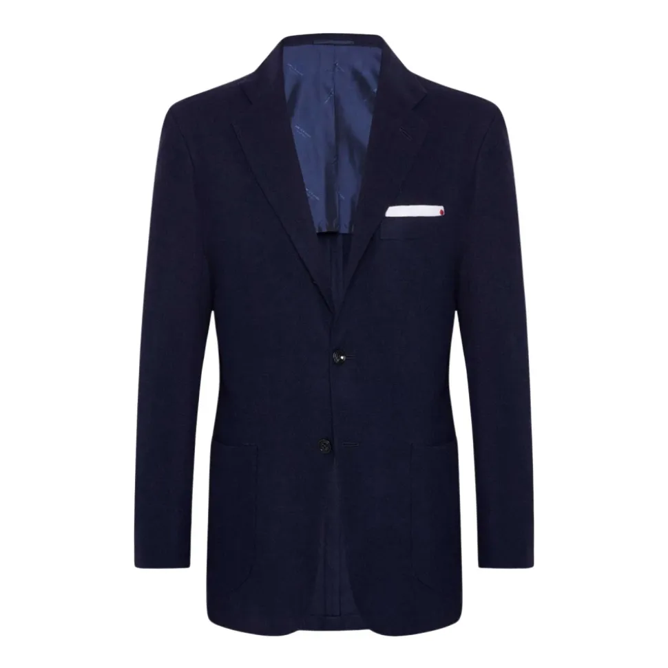 Marineblaue Wolljacke
