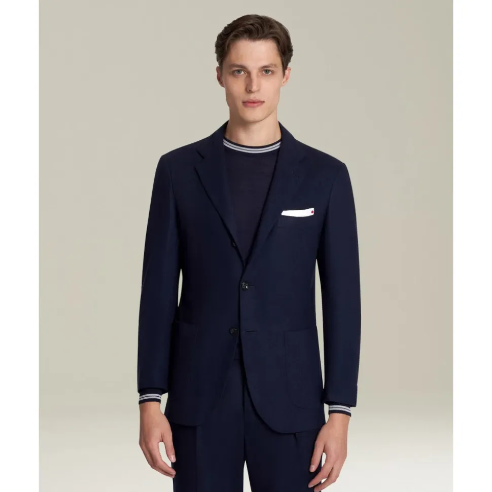 Marineblaue Wolljacke