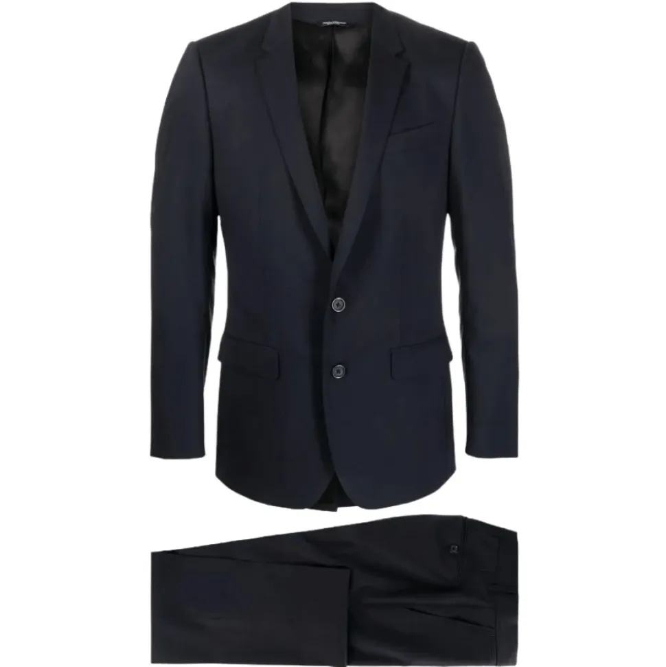 Marineblauer Slim Fit Wollanzug