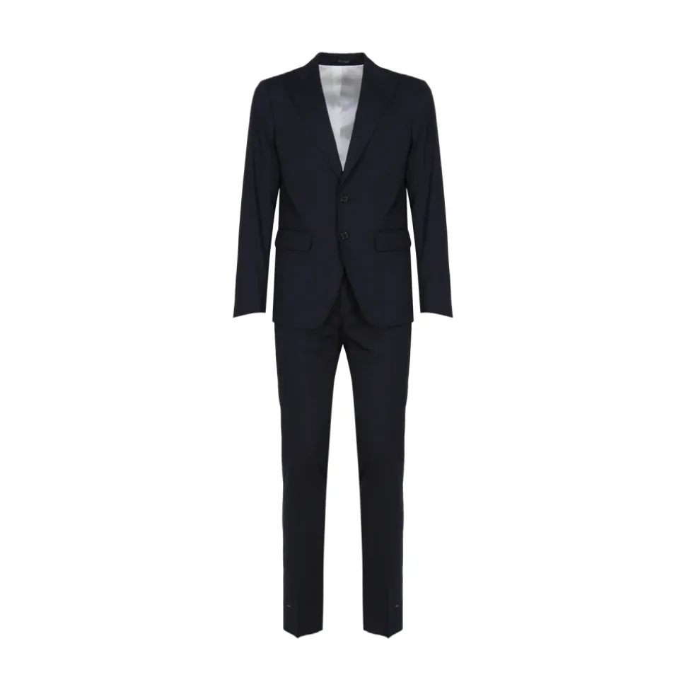 Marineblauer Stretch-Wollanzug