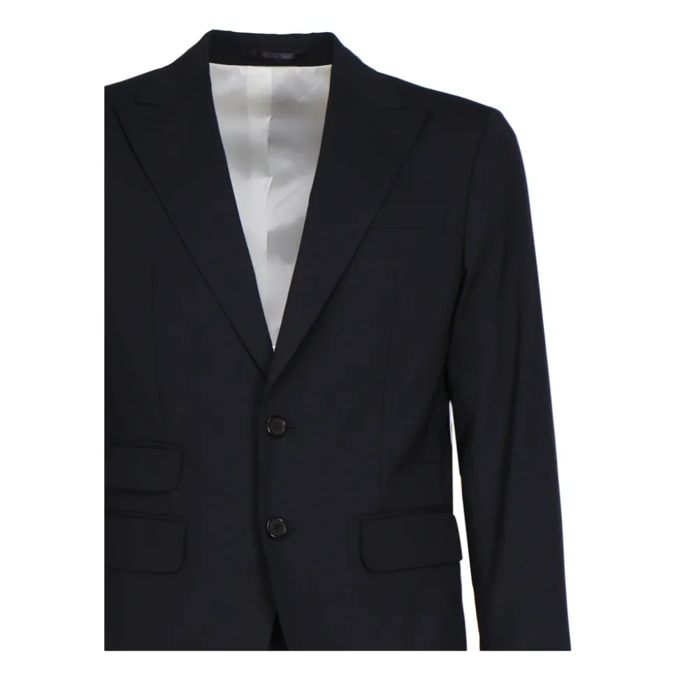 Marineblauer Stretch-Wollanzug