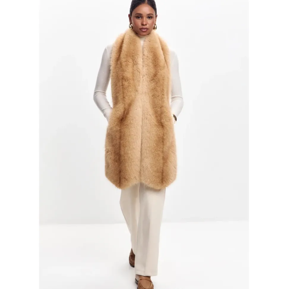 Maxi Kunstpelz Schal - Sand Beige