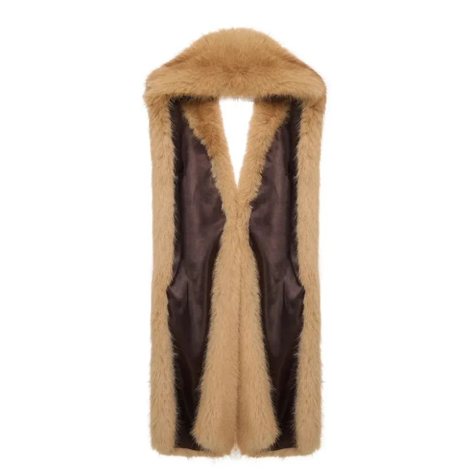 Maxi Kunstpelz Schal - Sand Beige