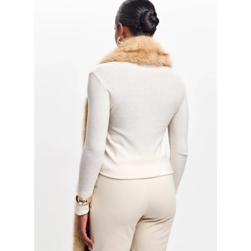 Maxi Kunstpelz Schal - Sand Beige