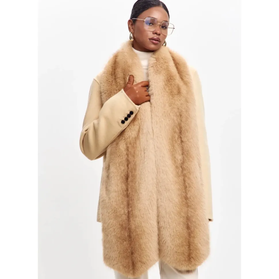 Maxi Kunstpelz Schal - Sand Beige