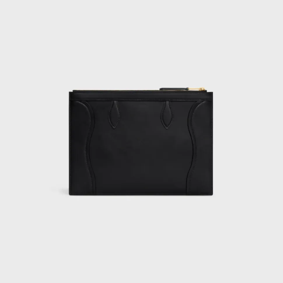 Medium Pouch aus glänzendem Kalbsleder