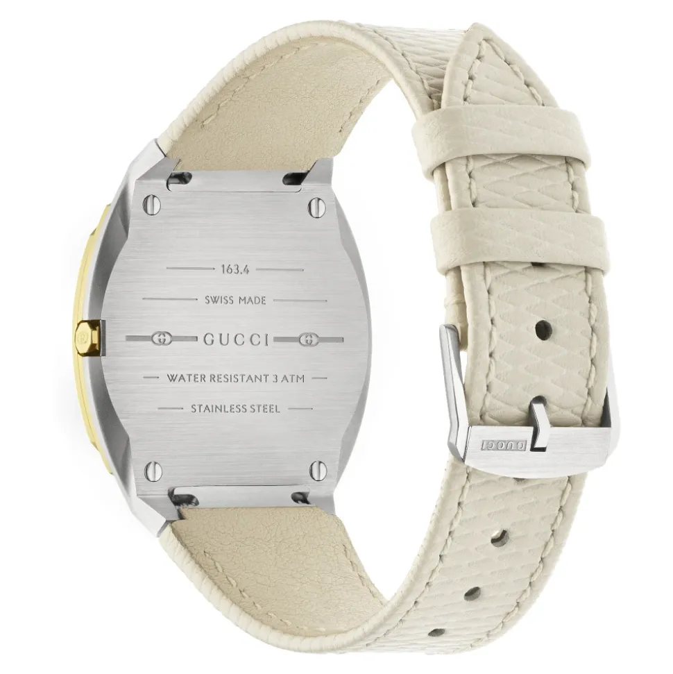 Mehrschichtige Goldene Messing Zifferblatt mit Weißem Lederarmband