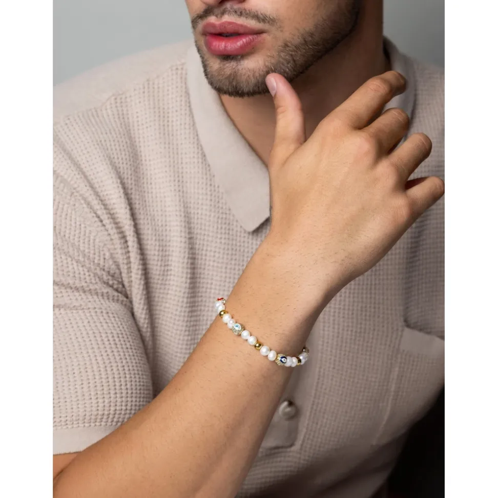 Men's Evil Eye Pearl Bracelet
