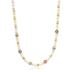 Men's Evil Eye Pearl Necklace