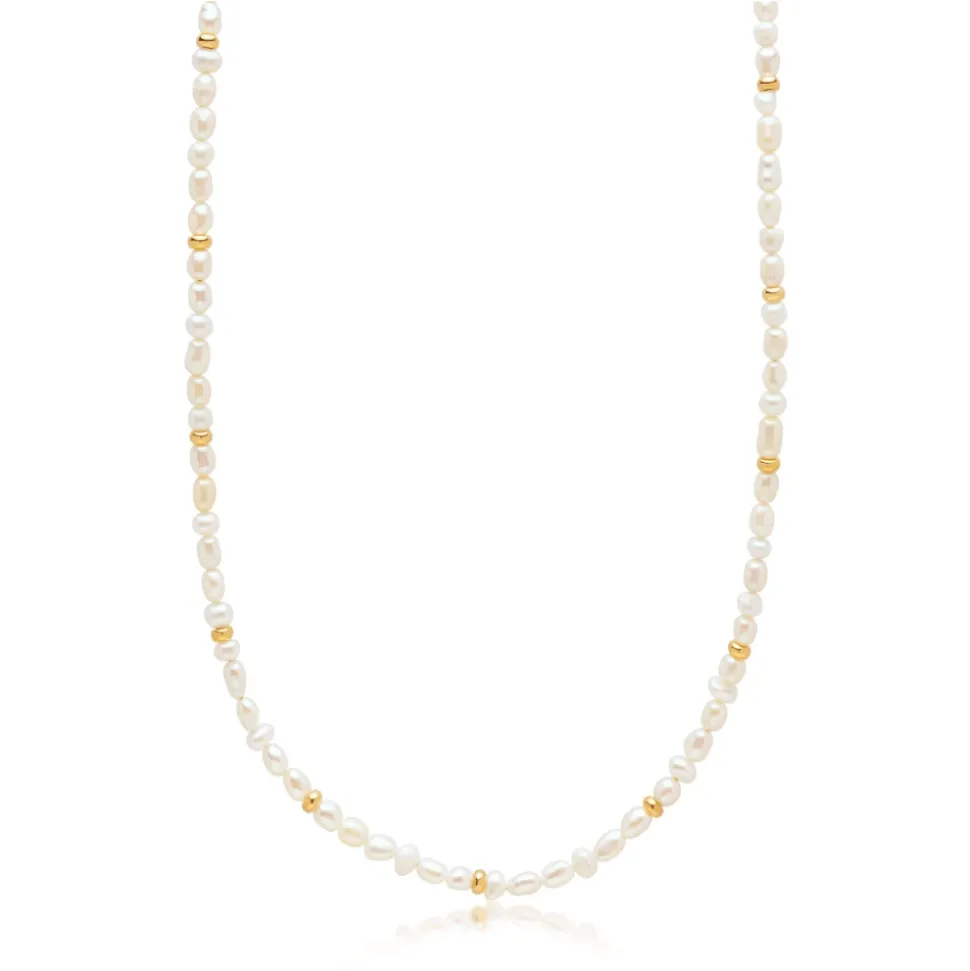 Men's Mini Pearl Necklace with Gold Plating