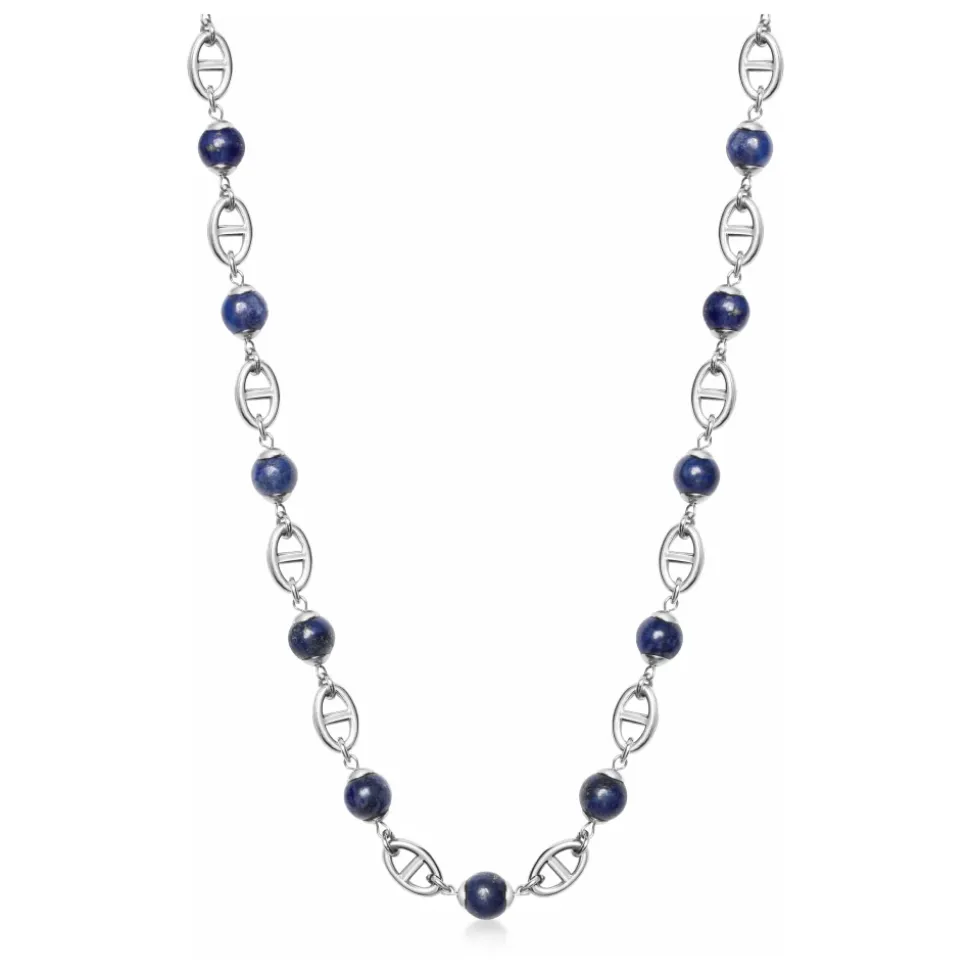 Men's Silver Mariner Chain with Blue Lapis