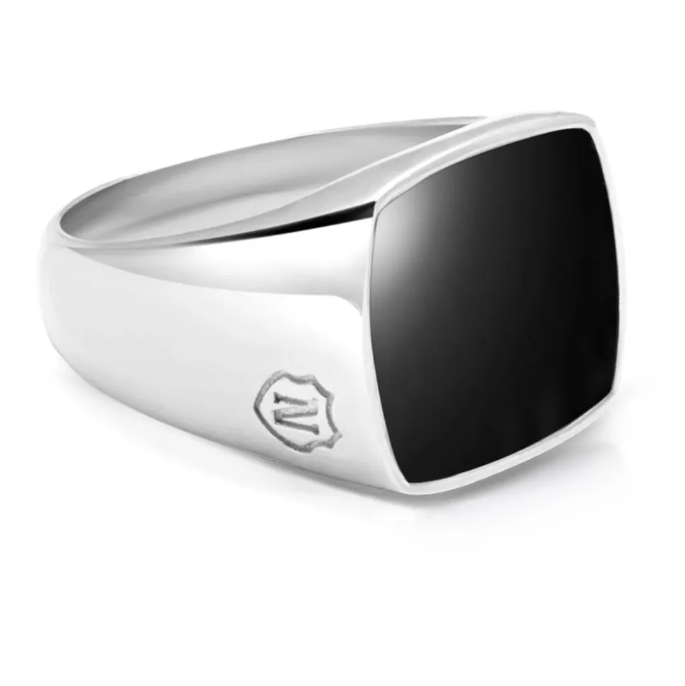 Men's Silver Signet Ring with Onyx