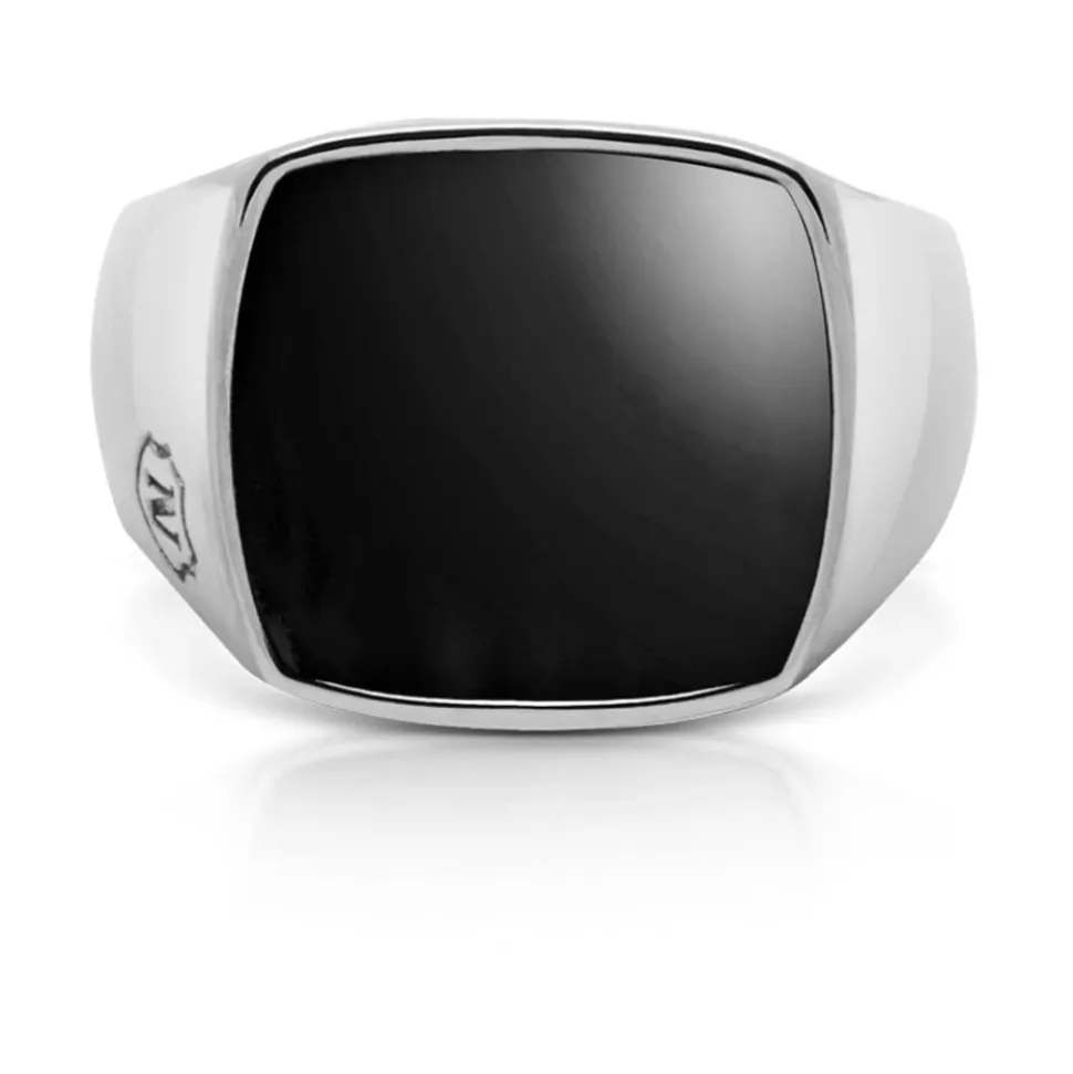 Men's Silver Signet Ring with Onyx