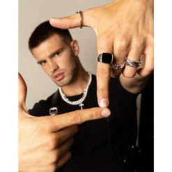 Men's Silver Signet Ring with Onyx