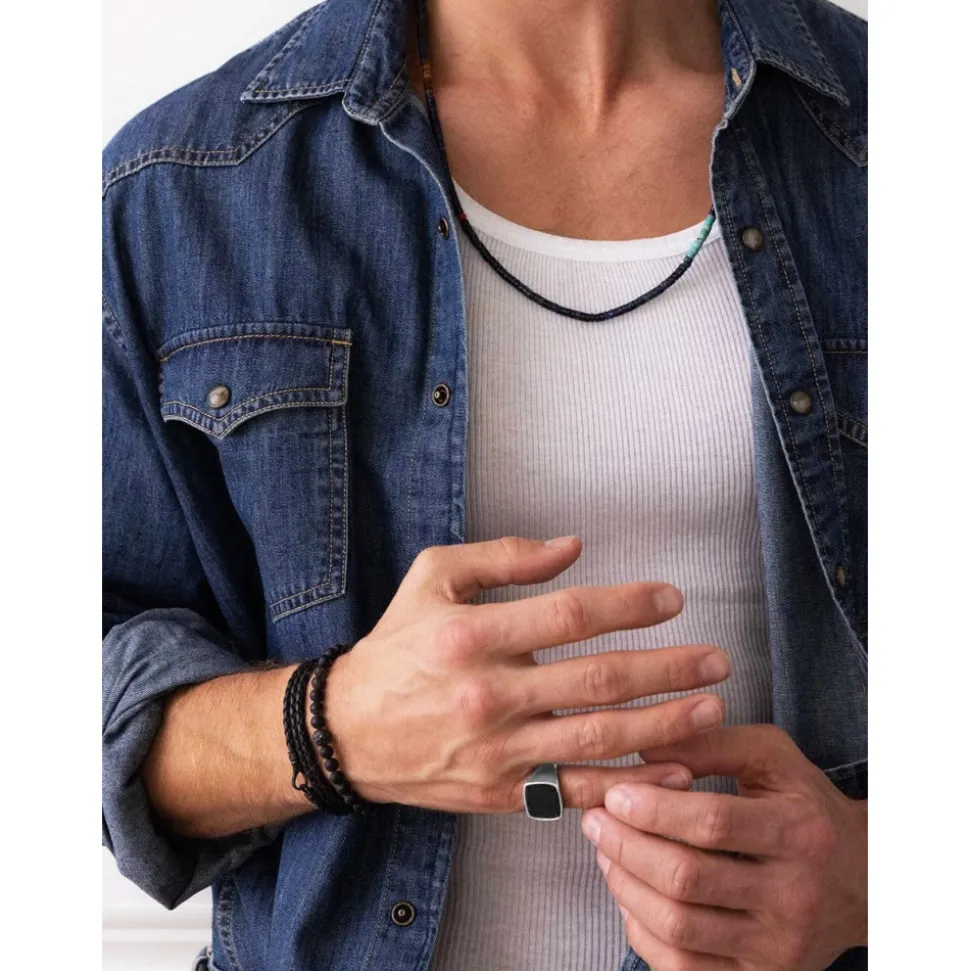 Men's Silver Signet Ring with Onyx