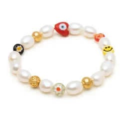 Men's Smiley Face Pearl Bracelet
