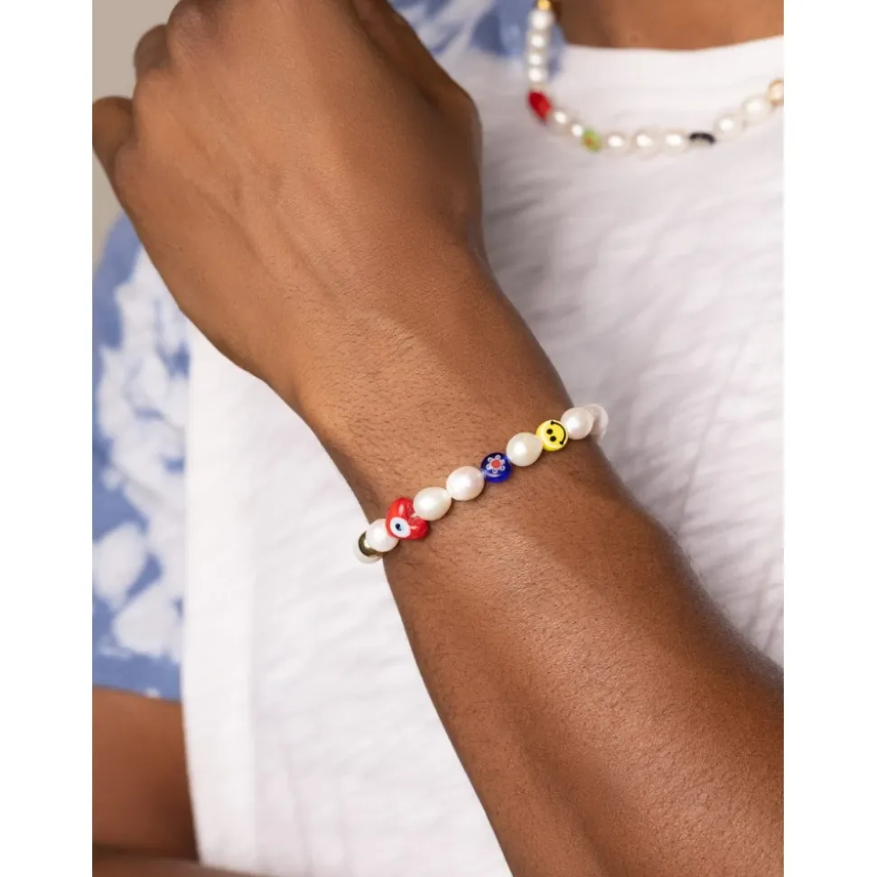 Men's Smiley Face Pearl Bracelet