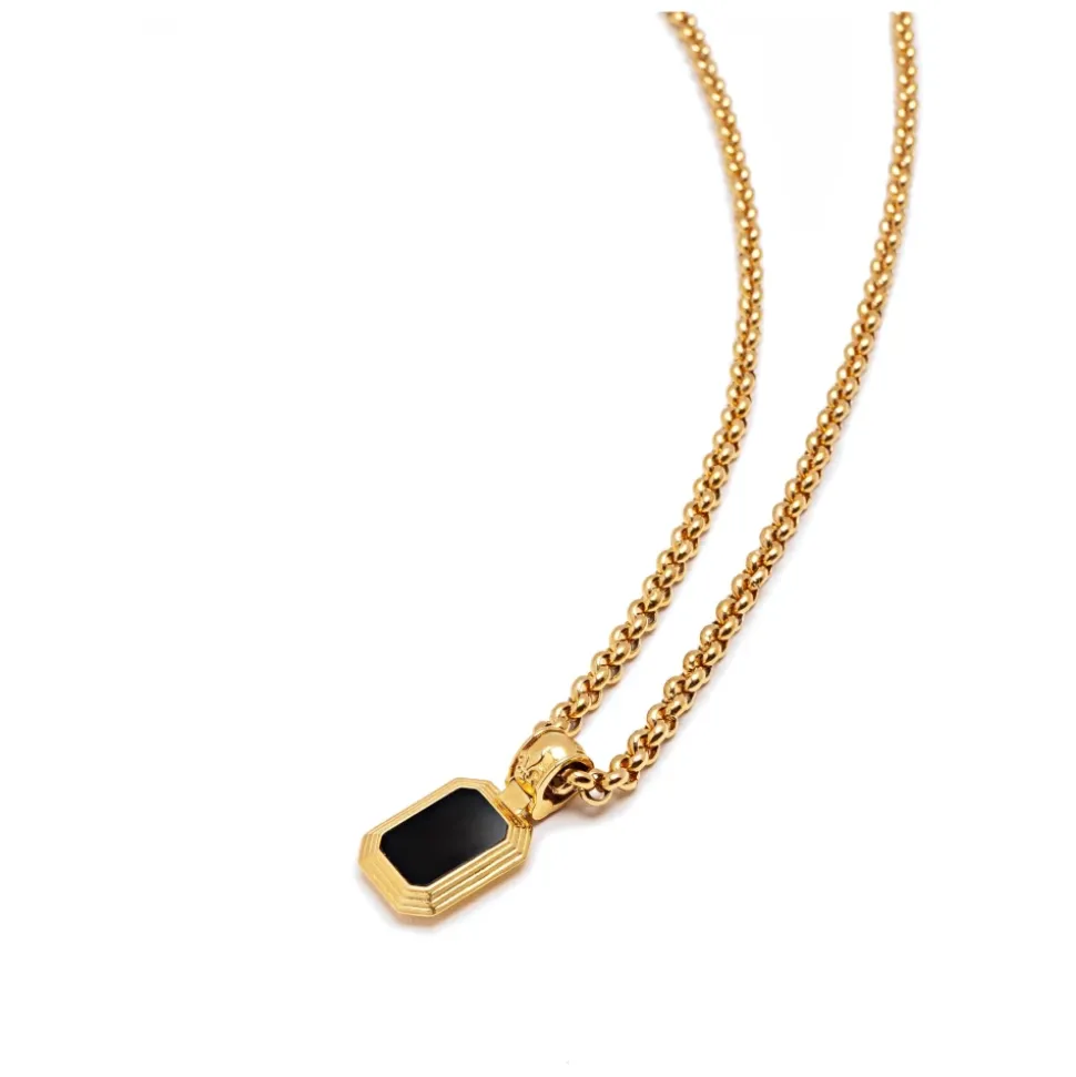 Men's Sterling Silver Necklace with Two-in-One Malachite & Black Onyx Pendant