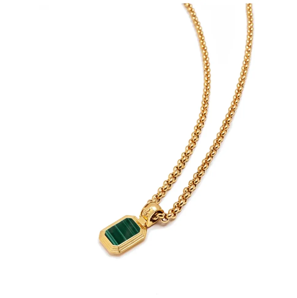 Men's Sterling Silver Necklace with Two-in-One Malachite & Black Onyx Pendant